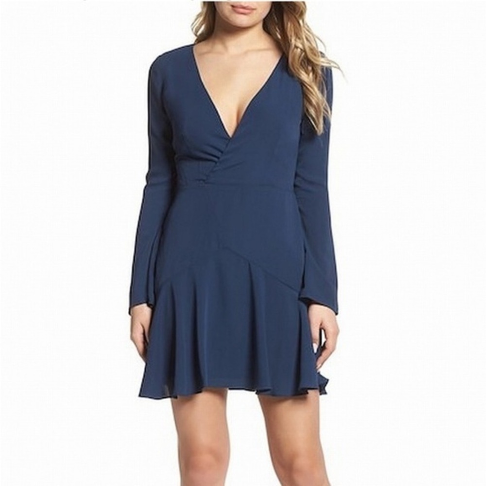 Cooper St V-neck Long Sleeve Navy Mini Dress size US 8